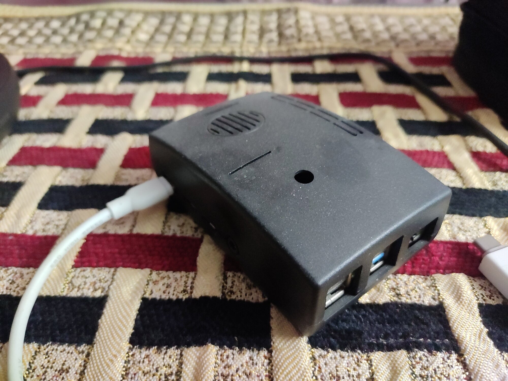 Enclosed Pi server (there used to be a USB-connected HDD for persistent storage back then)